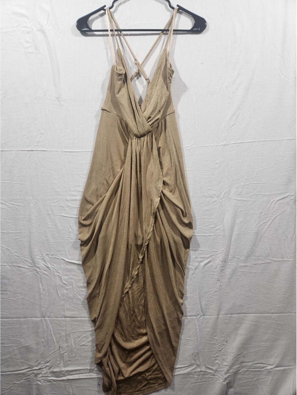 Mable deep V draped midi dress